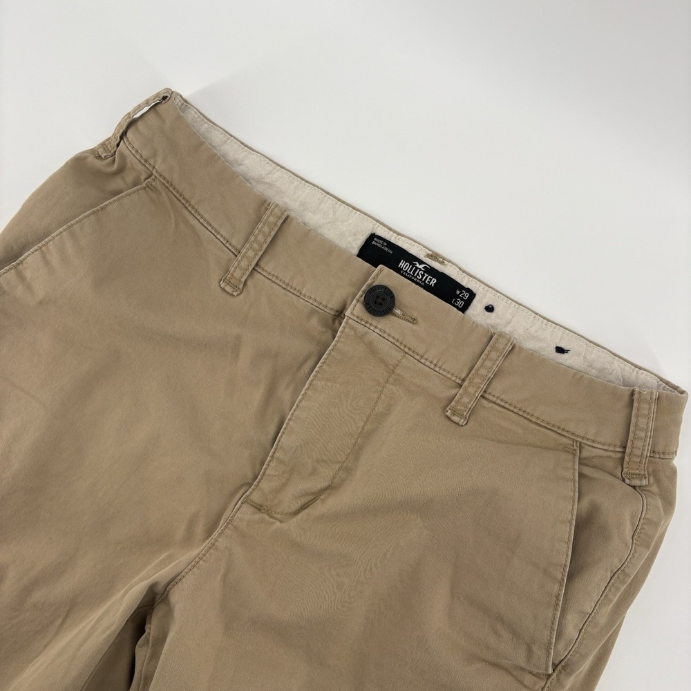 Hollister Epic Flex Men's 29x29 Skinny Chino Flat Front Tan Khaki Pants